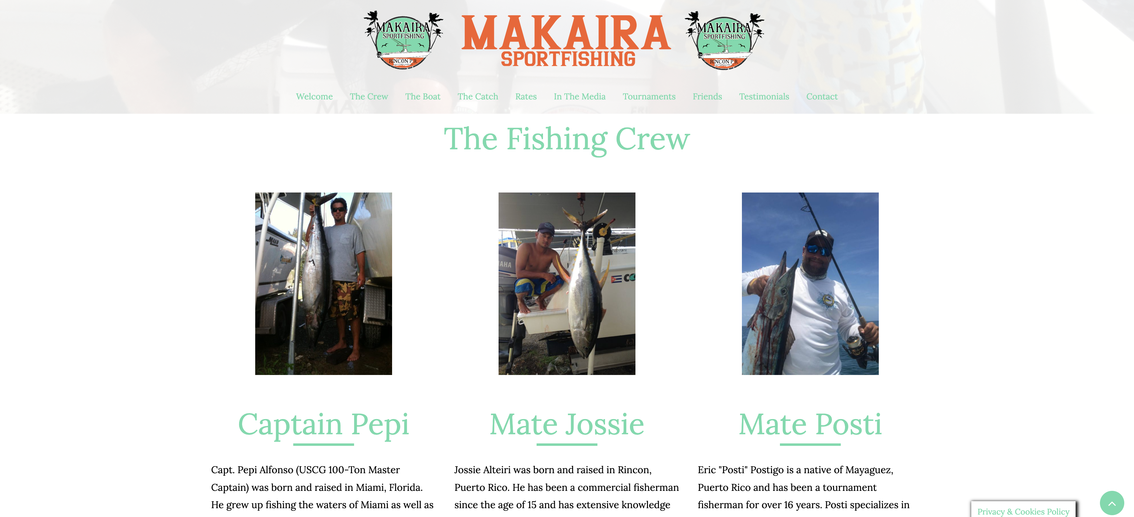 Website Design for Sailing Fishing Charters